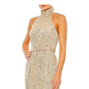 Mac Duggal Ieena Sequined Halter Gown